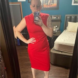 Ted Baker Red Sleeveless Midi Dress